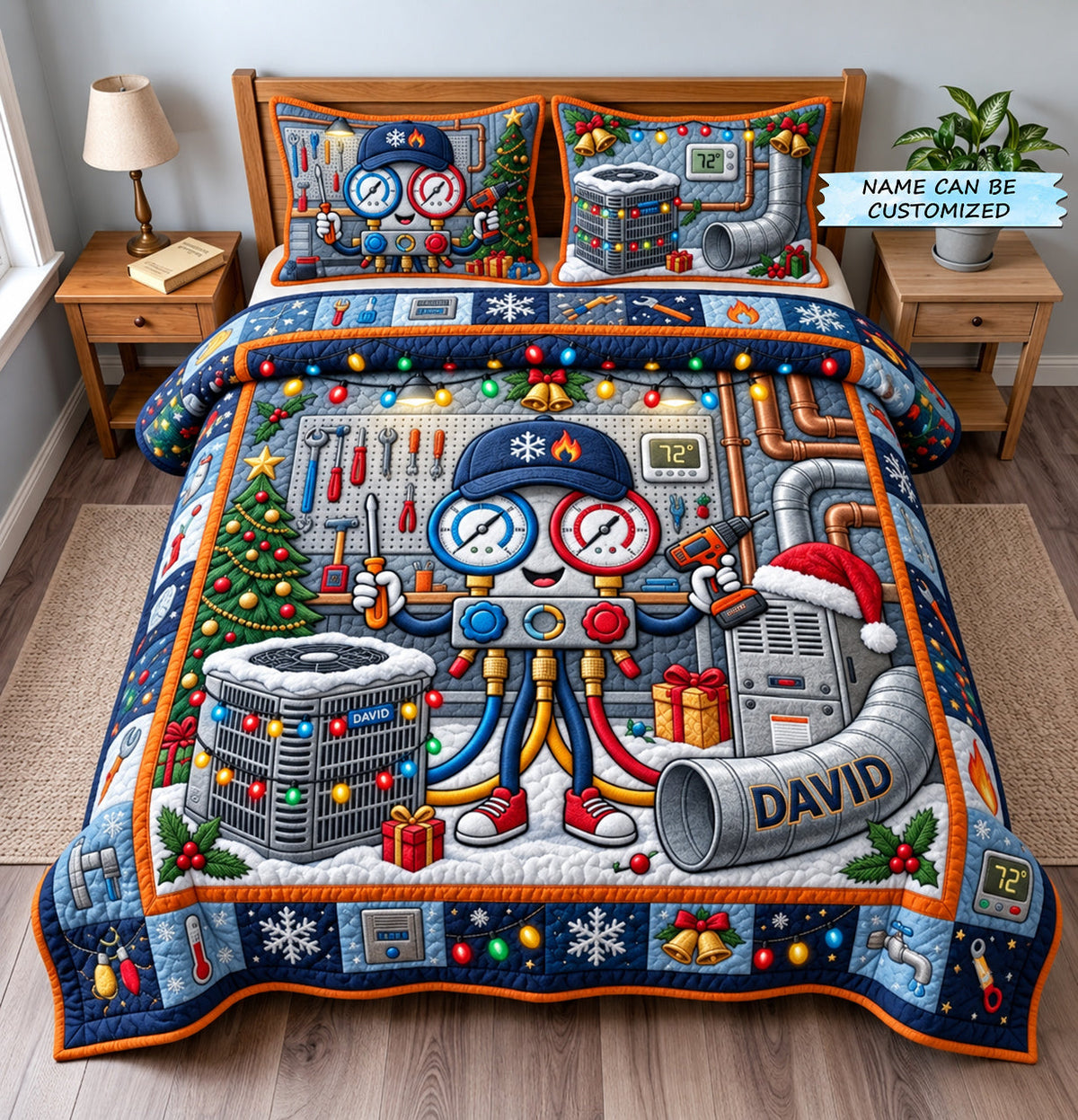 Personalized HVAC Technician Flannel Blanket – Custom Name Cozy Gift For AC & Heating Professionals