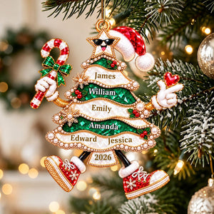 Golden Pearl Funny Family Christmas Tree Personalized Ornament