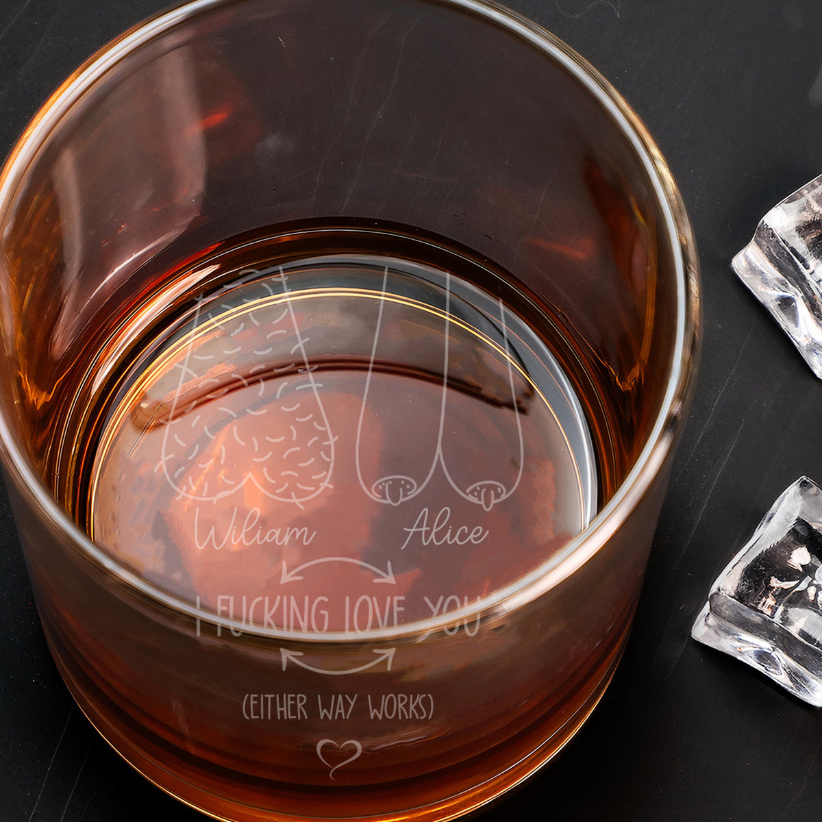 Funny Whiskey Glass I F- Love You - Personalized Engraved Whiskey Glass