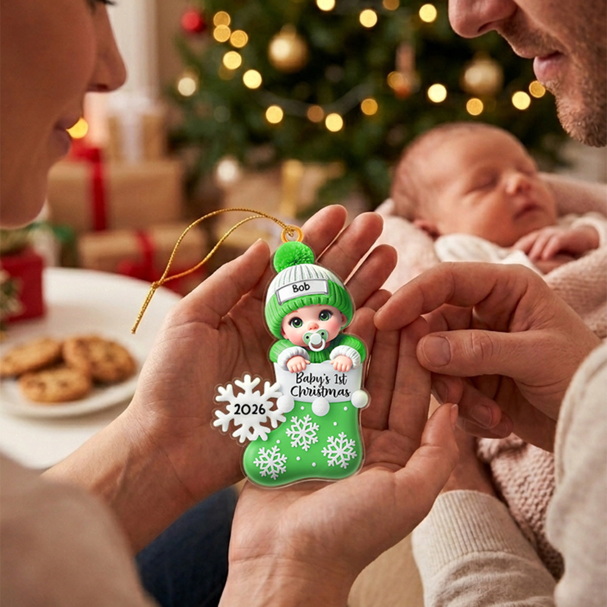 Baby In Christmas Stocking – Baby's 1st Christmas Personalized Ornament