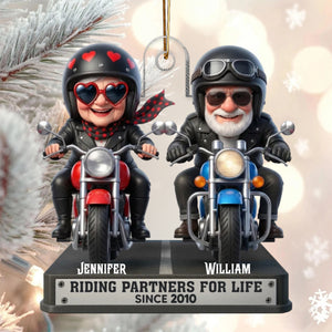 Riding Partners for Life - Personalized Cute Motorcycle Couple Ornament, Unique Gift
