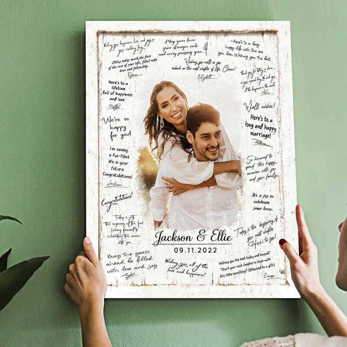 Personalized Wedding Guest Book Canvas Poster, Watercolor Portrait From Photo, Custom Painting Portrait
