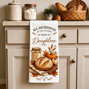 Custom Sourdough Starter Kitchen Towel – Fall Baking Design | Personalized Gift For Bakers