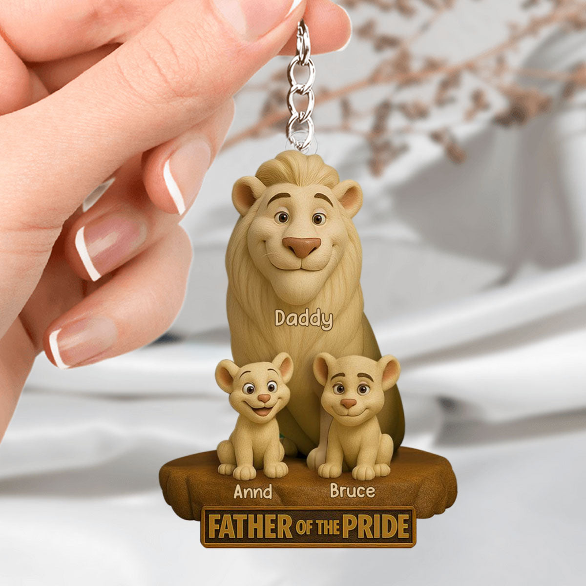 Lion Dad Of The Pride Acrylic Keychain - Personalized Gift For Father