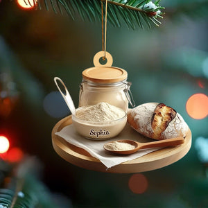 Personalized Sourdough Starter Jar Christmas Ornament, Sourdough Bread Ornament, Sourdough Ornament Gift, Baking Lovers Gift