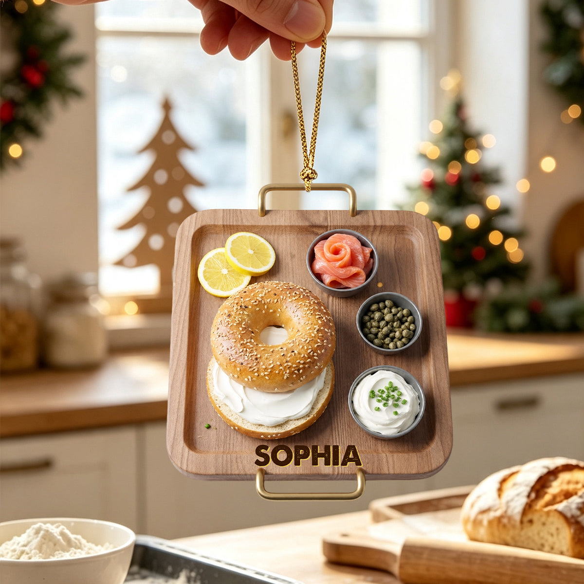 Personalized Bagel & Lox Christmas Ornament – Funny Bagel Lover Gift, Brunch & Foodie Keepsake