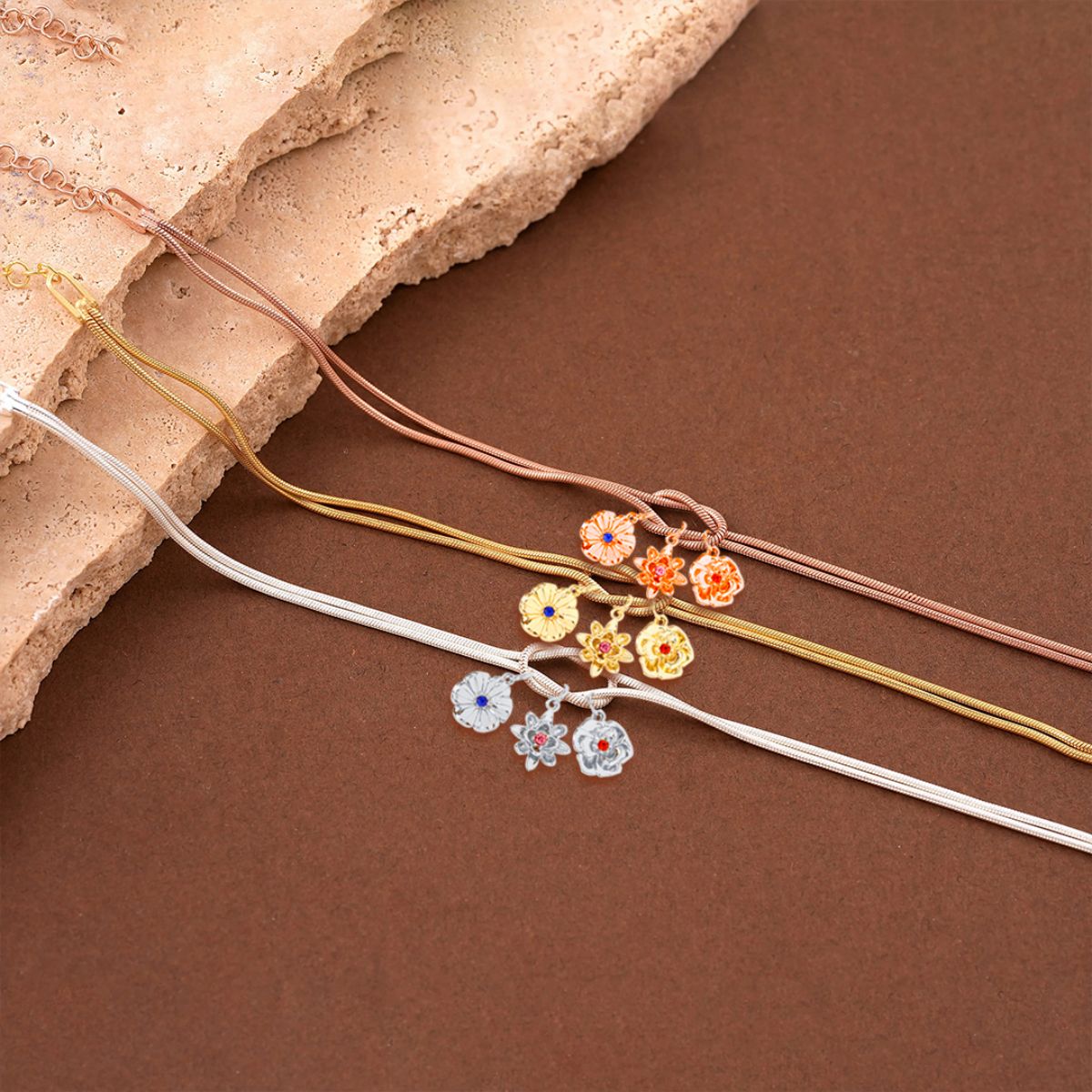 Personalized 1-12 Birth Flowers Knot Bracelet