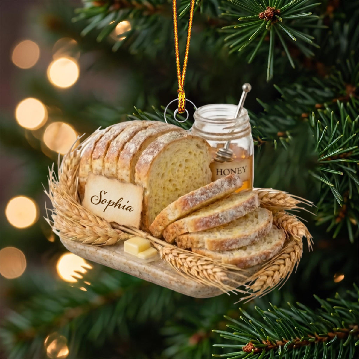 Personalized a Loaf of Potato Flake Sourdough Bread  Ornament, Baking Lovers Christmas Gift