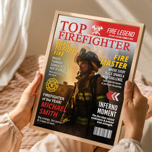 Personalized Firefighter Magazine Cover, Custom Firefighter Gift, Fireman Retirement Gift, Firefighter of the Year Award, Firefighter Appreciation Gift