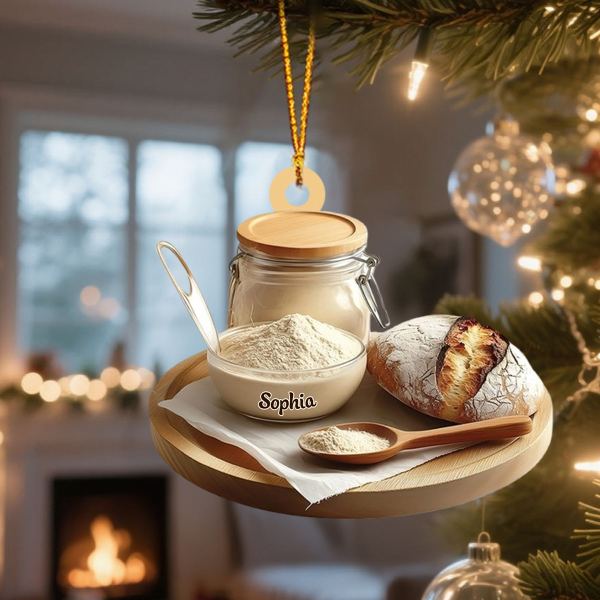 Personalized Sourdough Starter Jar Christmas Ornament, Sourdough Bread Ornament, Sourdough Ornament Gift, Baking Lovers Gift
