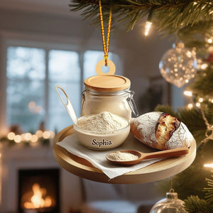 Personalized Sourdough Starter Jar Christmas Ornament, Sourdough Bread Ornament, Sourdough Ornament Gift, Baking Lovers Gift