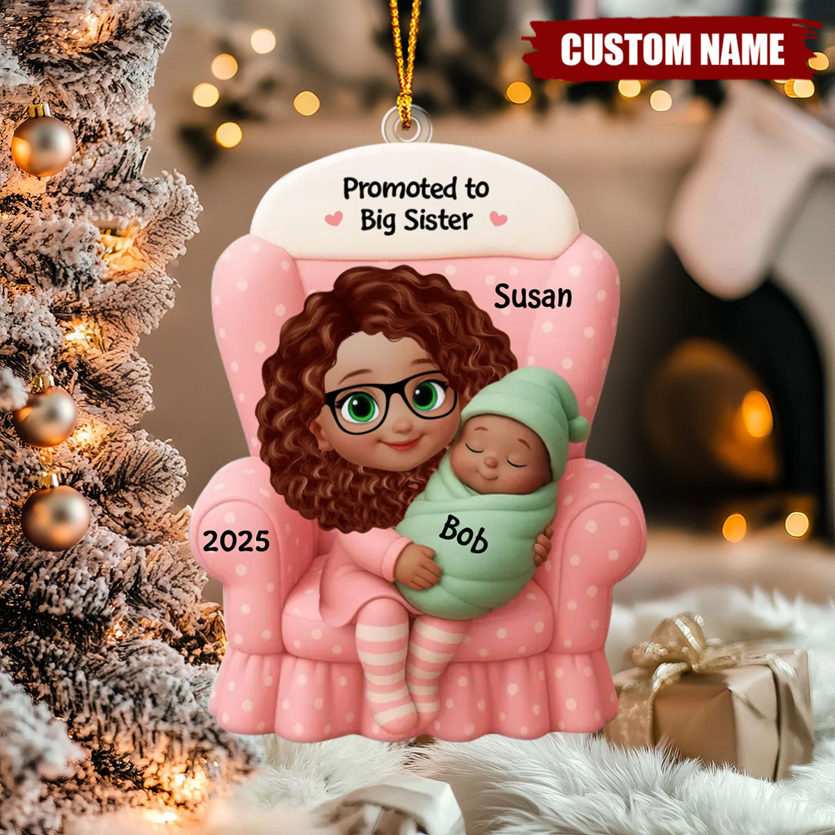Big Brother, Big Sister And Baby Personalized Christmas Ornament, Baby Announcement Gift
