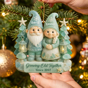 Growing Old Together,Personalized Sea Glass Couple Ornament,Santa Christmas Gift