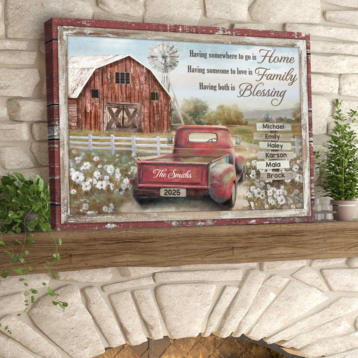 Personalized Family Names Sign Farm Wall Art Beautiful Family Gift Canvas Poster
