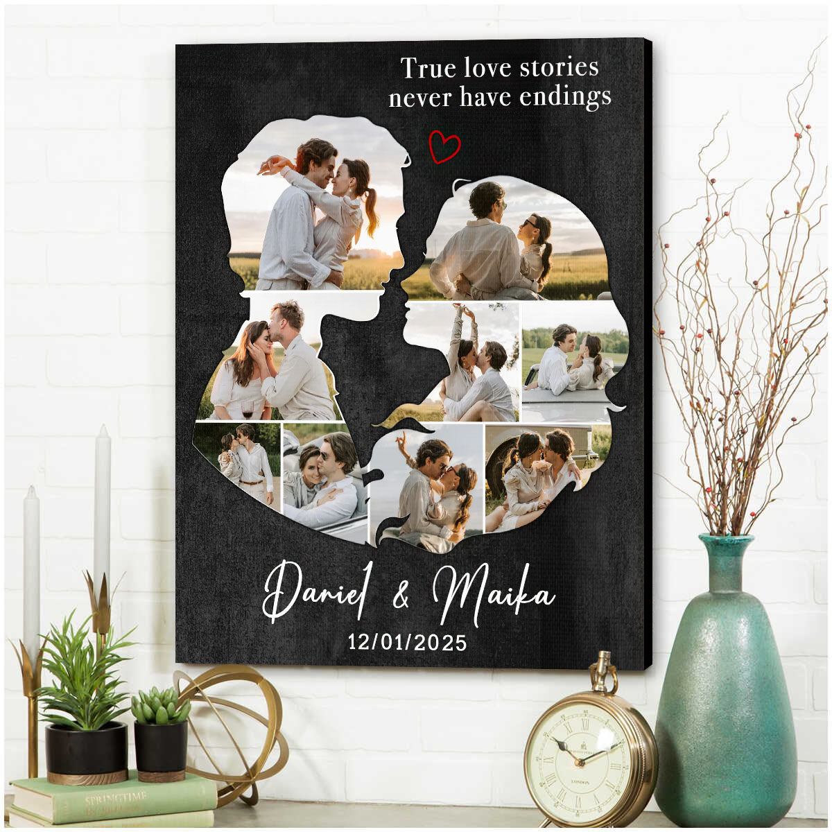 Personalized Couples Canvas Art, Gift For Husband Wife, Couples Wall Art For Bedroom, Wedding Engagement Gift For Couple