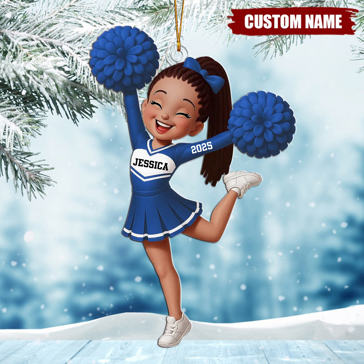 Personalized Cheerleader Girl  Acrylic Ornament, Christmas Gift for Daughter, for Granddaughter