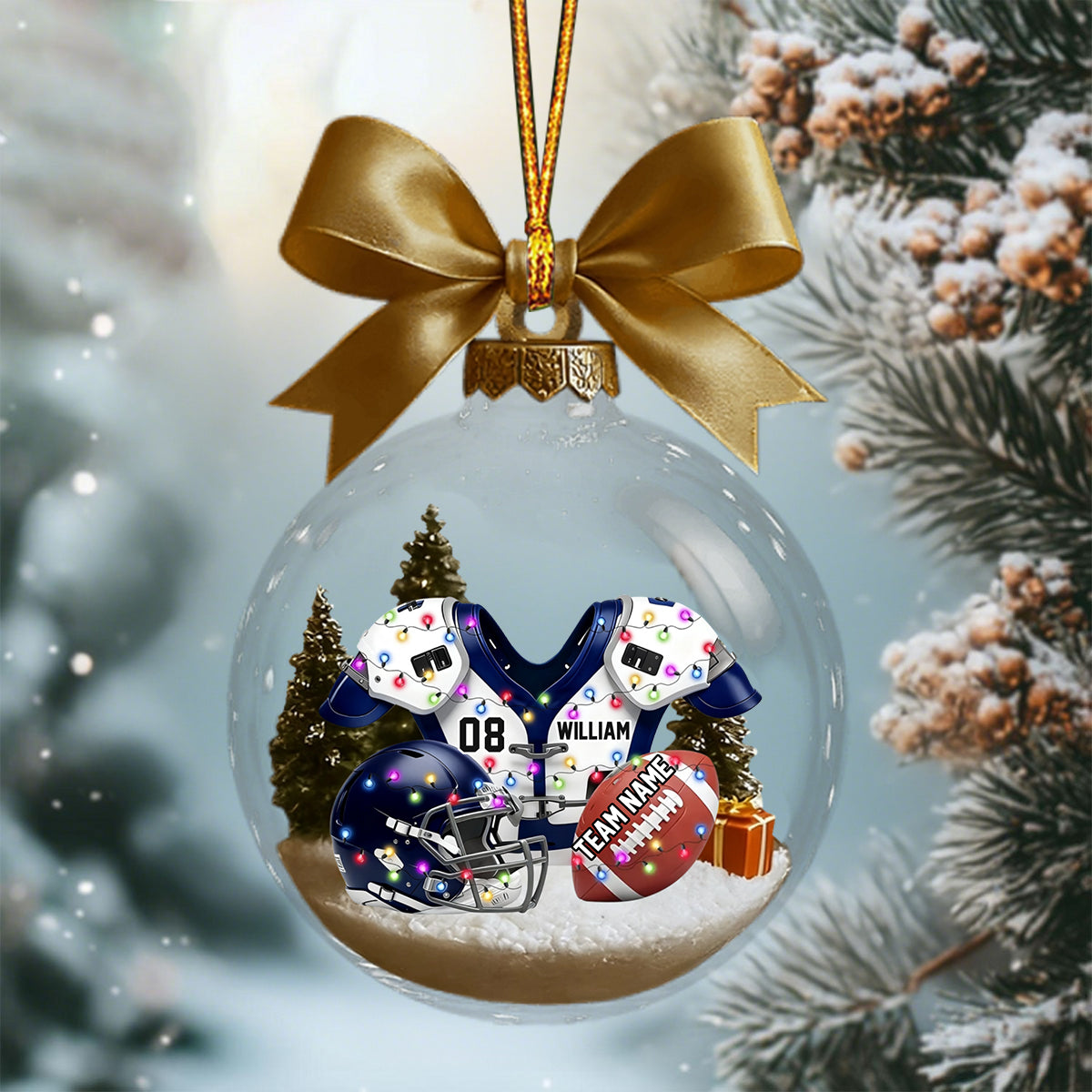 Personalized American Football Transparent Ornament