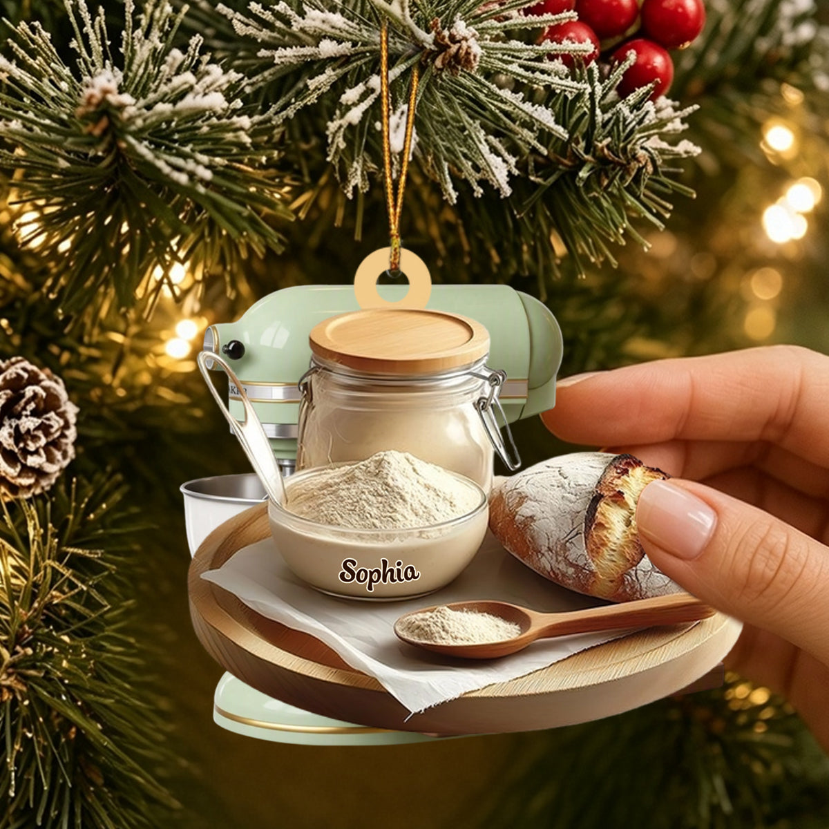 Personalized Sourdough Starter Jar Christmas Ornament, Sourdough Bread Ornament, Sourdough Ornament Gift, Baking Lovers Gift