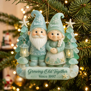 Growing Old Together,Personalized Sea Glass Couple Ornament,Santa Christmas Gift