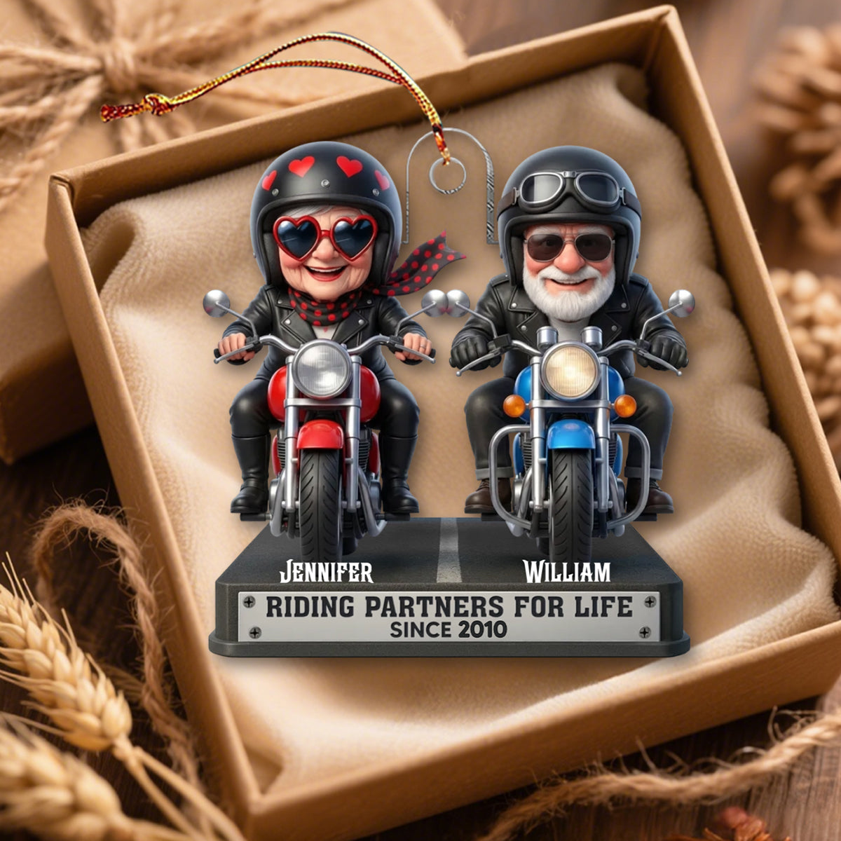 Riding Partners for Life - Personalized Cute Motorcycle Couple Ornament, Unique Gift