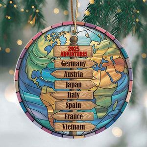 Personalized Travel Adventure Acrylic Ornament, Family Vacation Gift Couple Travel Gift