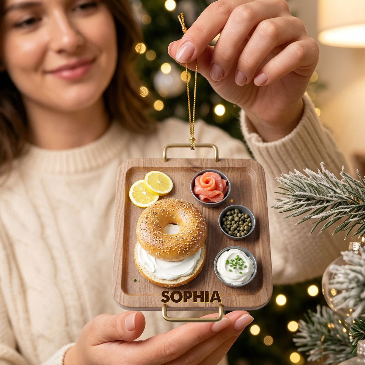 Personalized Bagel & Lox Christmas Ornament – Funny Bagel Lover Gift, Brunch & Foodie Keepsake