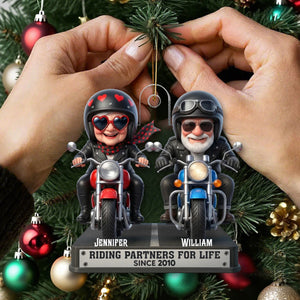 Riding Partners for Life - Personalized Cute Motorcycle Couple Ornament, Unique Gift