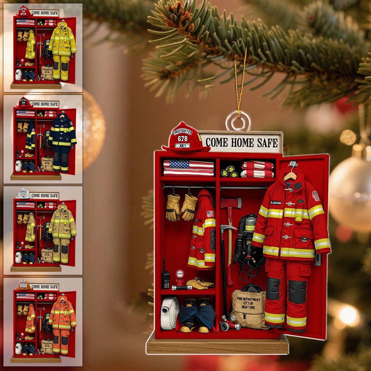 Firefighter Locker Ornament, Personalized Christmas Gifts For Firefighter