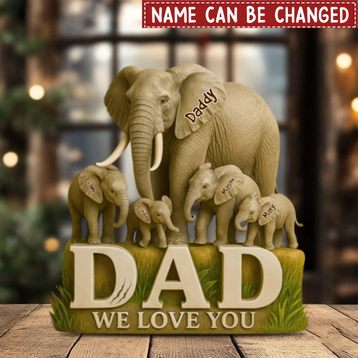 Dad We Love You - Elephant Father Personalized Acrylic Plaque