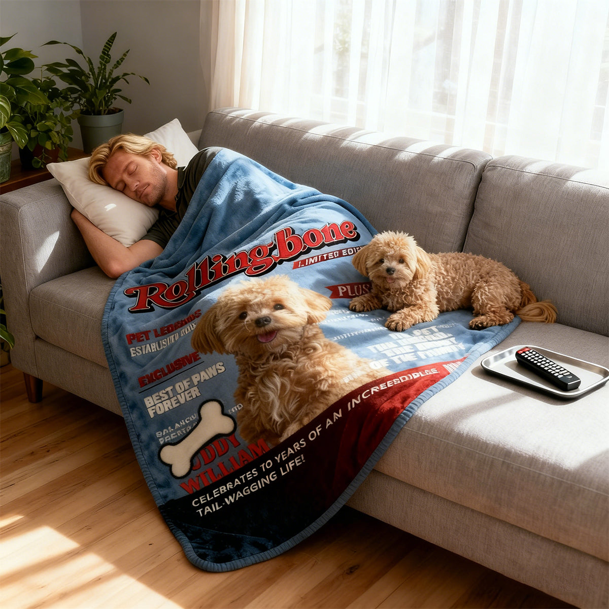 Pet  Magazine Cover Blanket, Custom Pet Portrait Photo Blanket, Personalized Dog Lover Gift