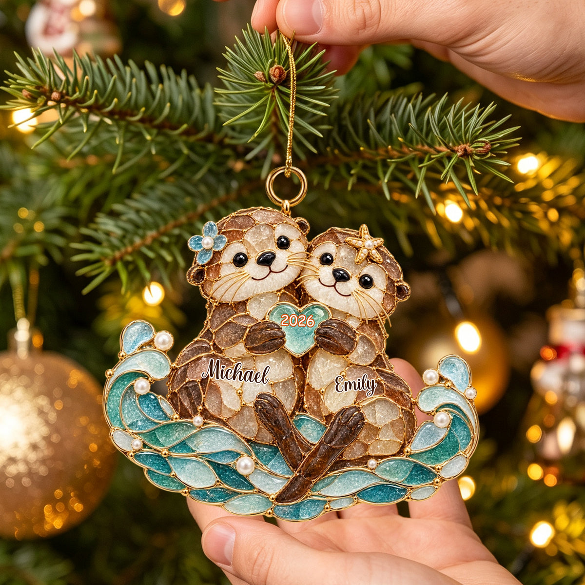 Personalized Ocean Couple Ornament Wedding Christmas Gift For Couples