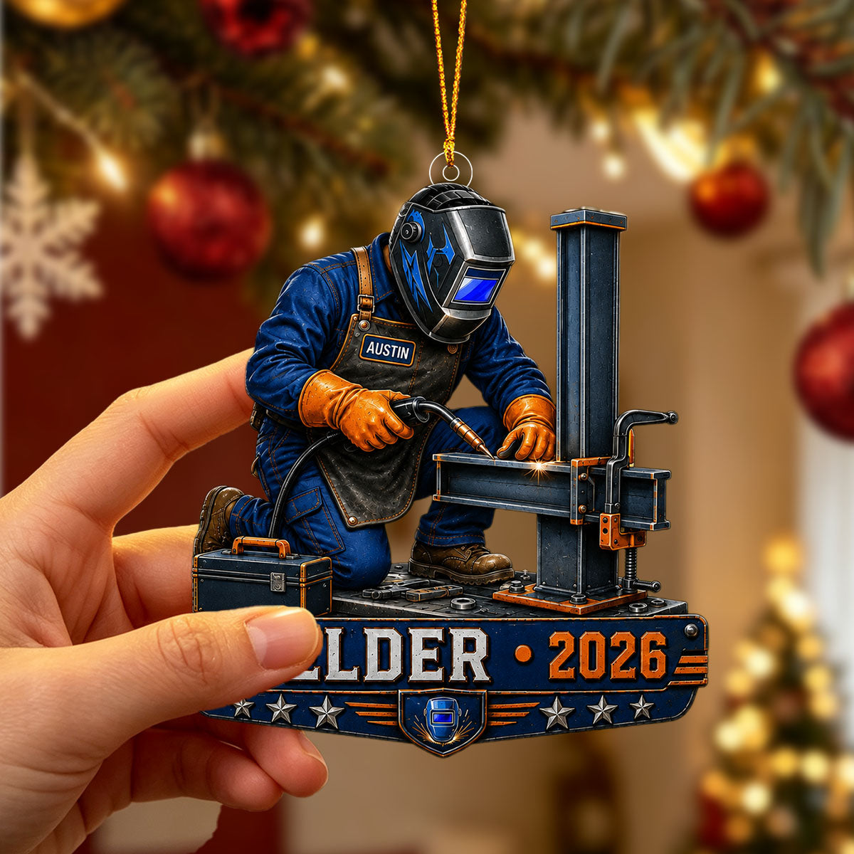 Personalized Welder Christmas Acrylic Ornament – Metalworker Holiday Keepsake | Tradesman Gift 2026