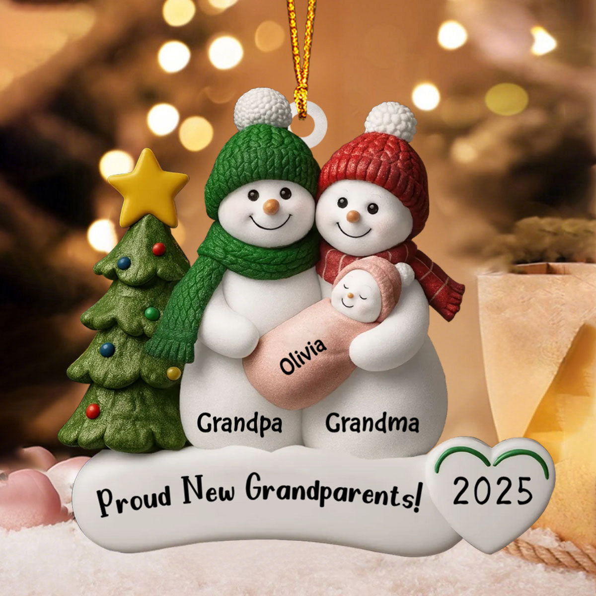 Proud New Grandparents - Personalized Acrylic Ornament, Gift For Papa, Gift For Nana