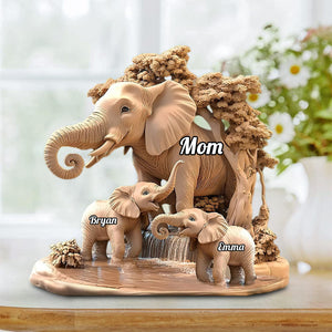 Gift For Mom, Grandma - Personalized Elephant Custom Shaped Acrylic Plaque