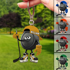 Personalized Name Ice Hockey Keychain, A Gift For Ice Hockey Enthusiasts