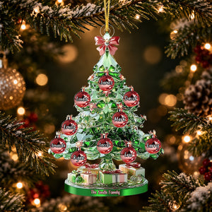 Crystal Christmas Family Tree Personalized Ornament