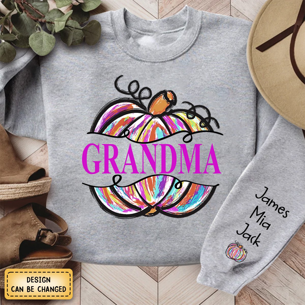 Gigi Grandma Painted Pumpkin - Family Personalized  Fall Sweatshirt