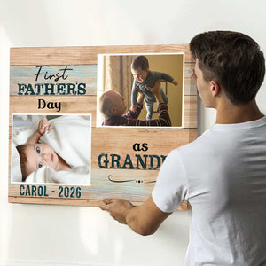 Personalized "1st Time Grandpa" Canvas – Father's Day Gift For New Grandpa