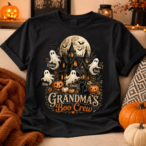 Halloween Gift For Grandma – Personalized "Grandma's Boo Crew" Haunted House Shirt