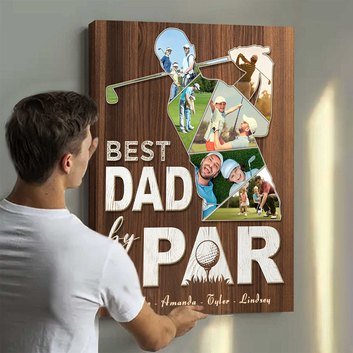 Personalized Dad Golf Gift Father's Day Photo Collage Canvas Poster