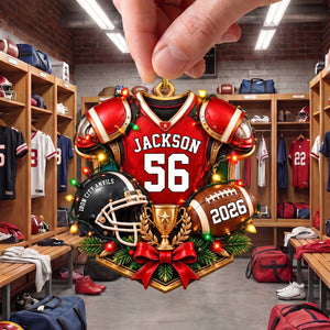Personalized Football Ornament – Custom Name & Jersey Number Keepsake | Gift For Kids & Football Players