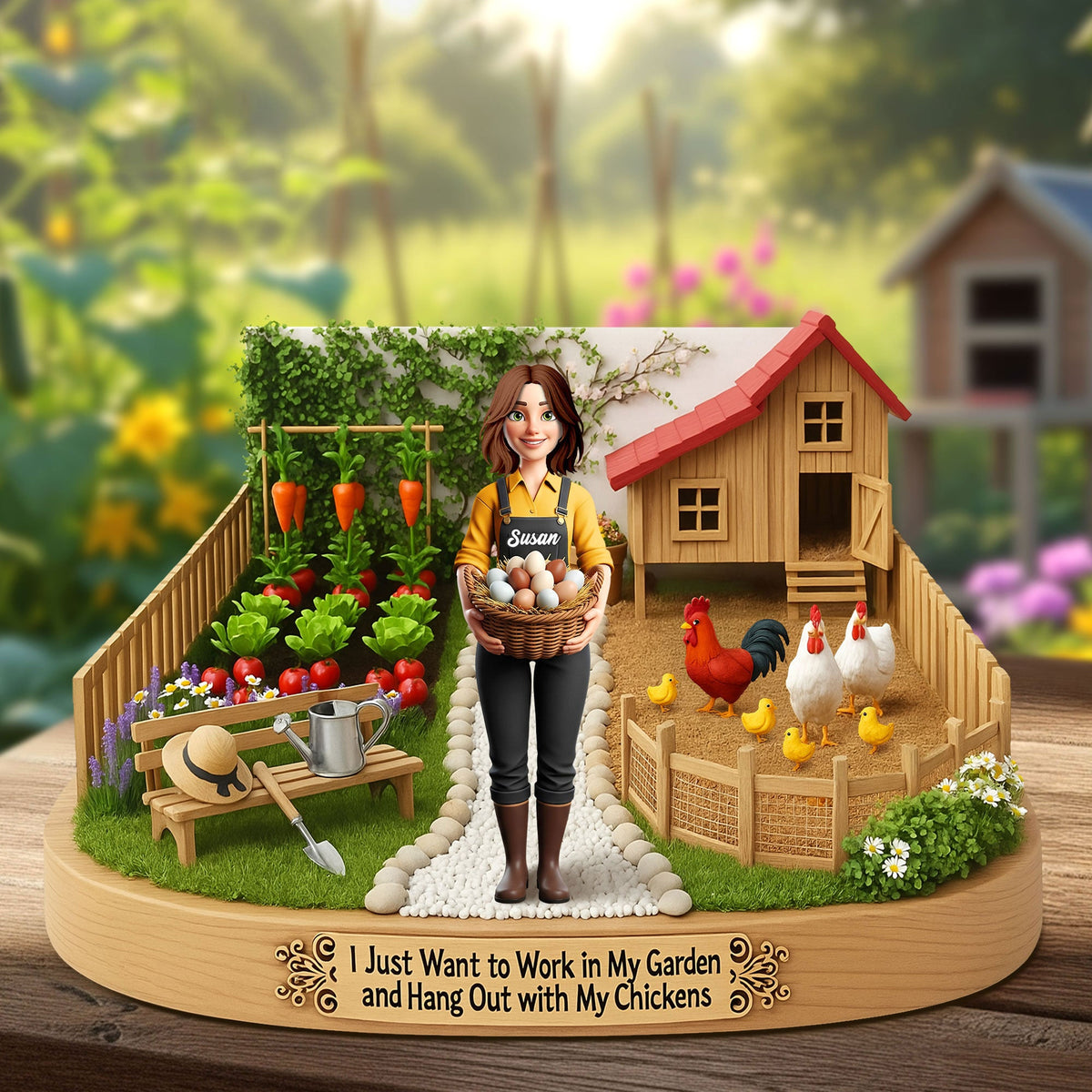 I Just Want to Work in My Garden Farm Girl - Personalized Acrylic Plaque Gifts For Farmers