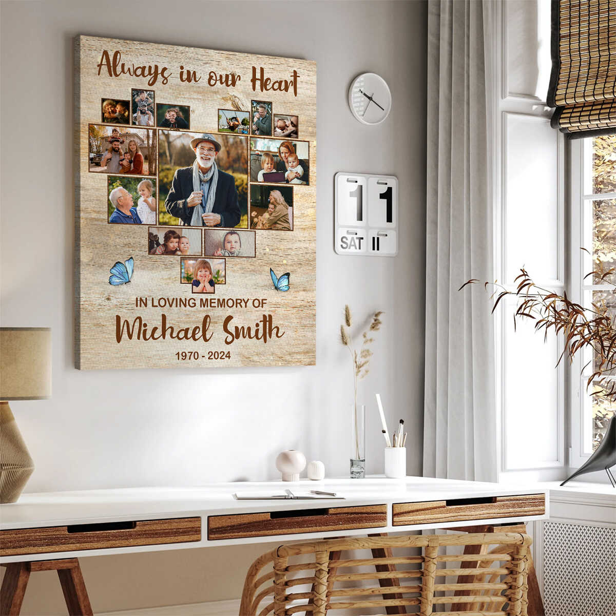 IN LOVING MEMORY OF-Personalized Memorial Collage Photo Canvas/Poster