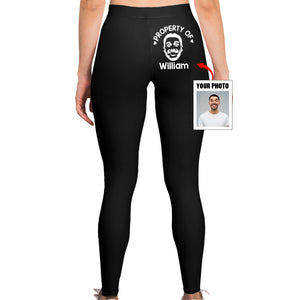 Custom Photo Property Of Me, Handle Like A Queen - Personalized Custom Women Leggings - Gift For Wife, Anniversary