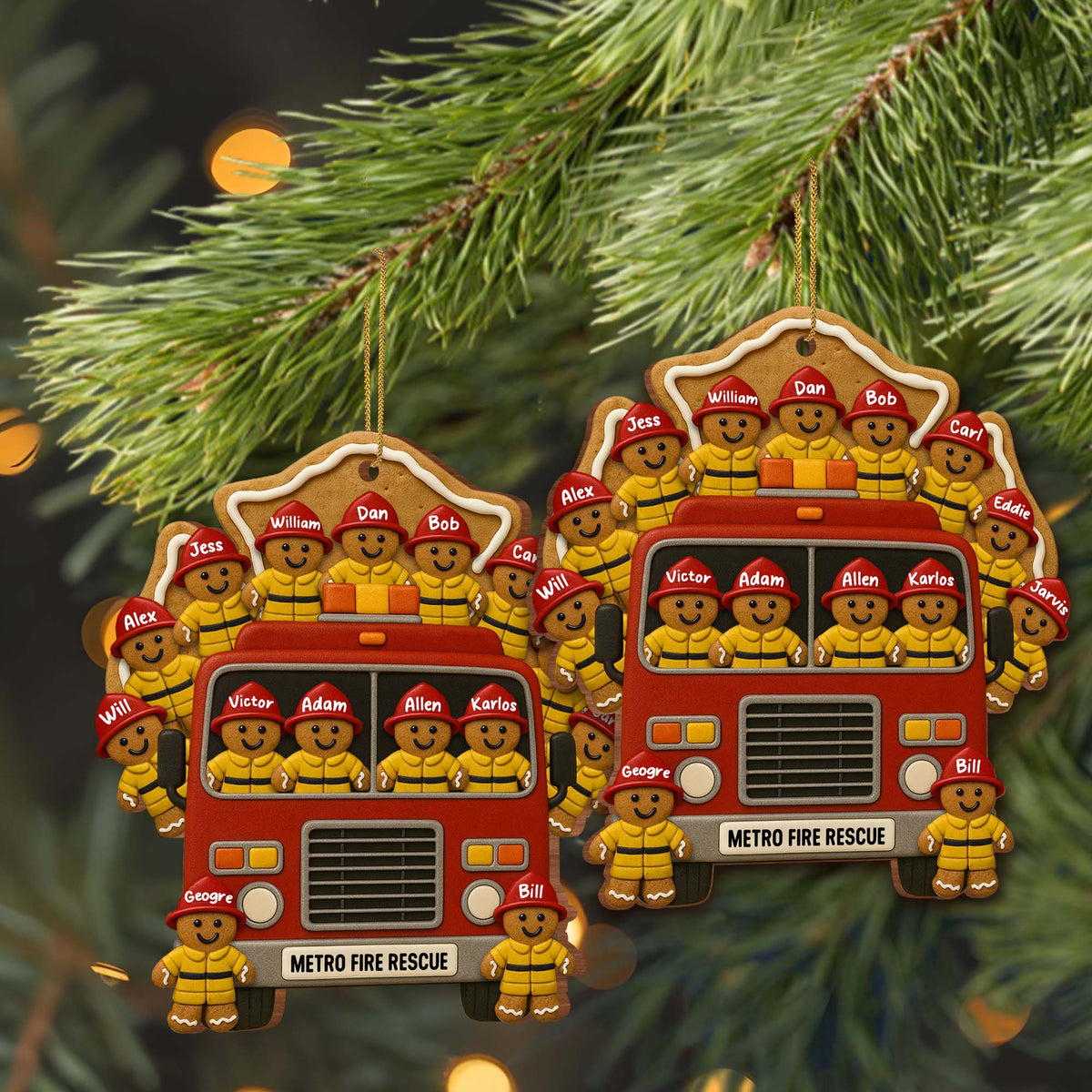 Festive Firefighter, Personalized Wood Ornament, Gift For Firefighters And Family