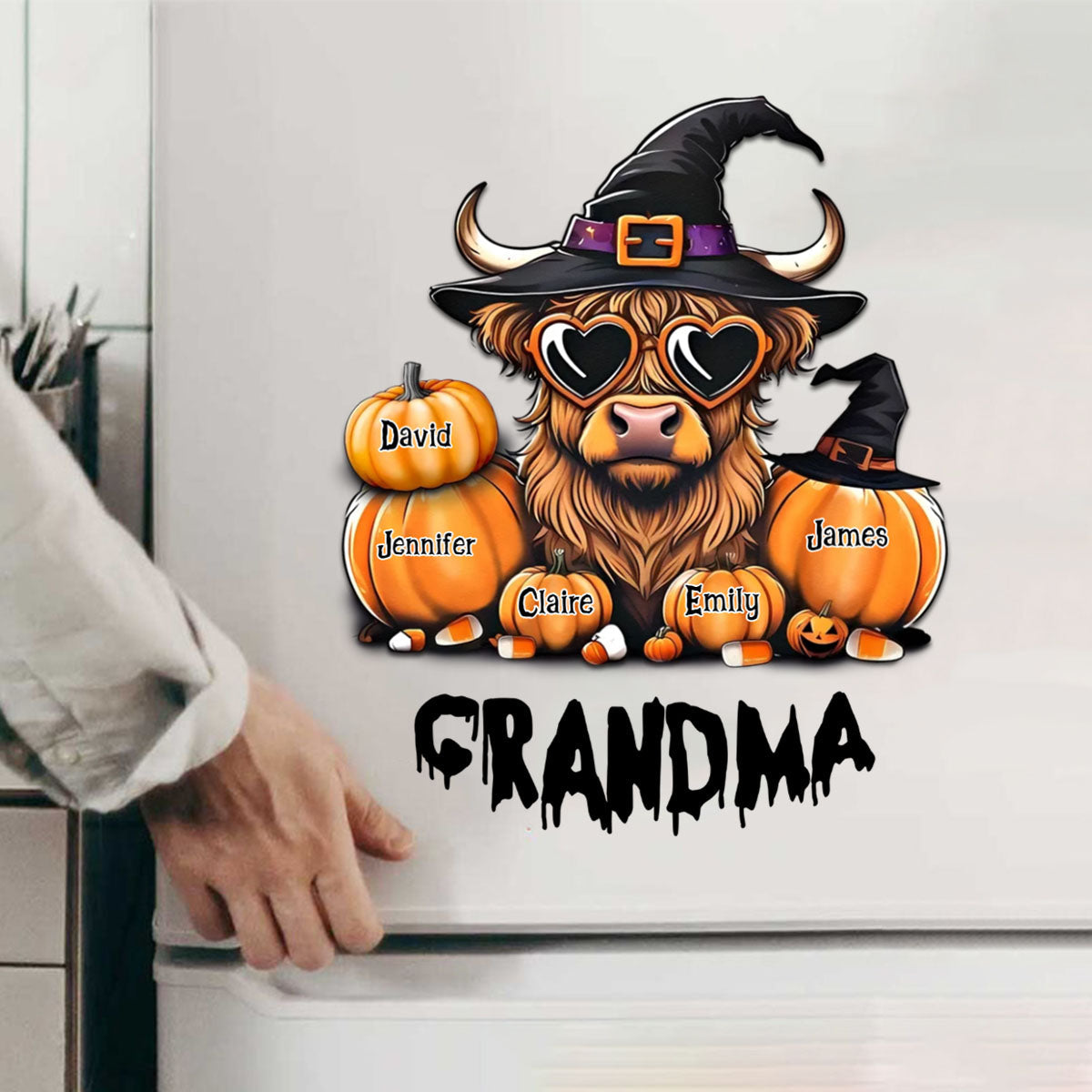 Personalized Gift For Nana Grandma Halloween Highland Cow Decal