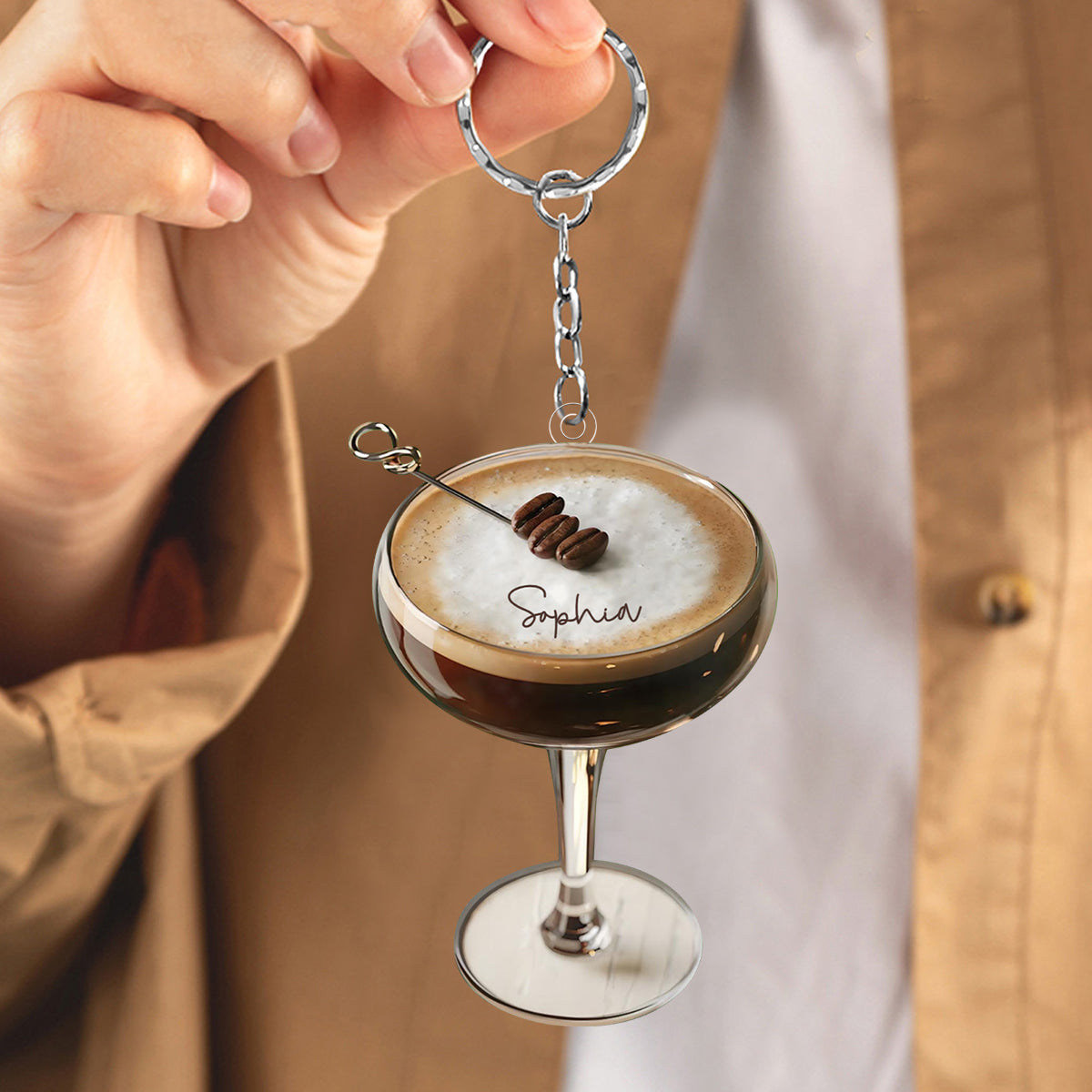 Personalized Espresso Martini Keychain,Cocktail Lover Gift