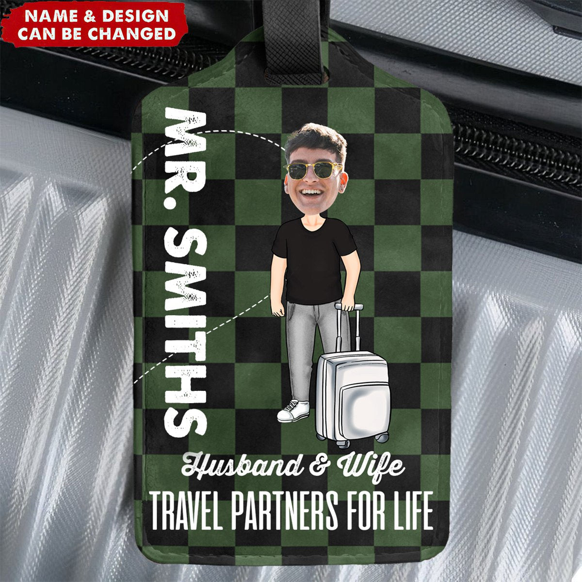 Family - Husband & Wife Travel Partners For Life - Personalized Luggage Tag
