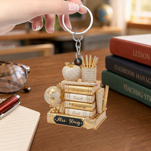 Teachers Change Lives Personalized Keychain Custom Name Educator Gift Back to School Gift