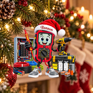 Personalized Electrician Christmas Ornament – Custom Name Keepsake | Gift for Electricians & Electrical Apprentices
